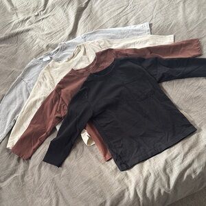 Zara Boys Size 3-4T Set of 4 Long Sleeve Shirts in Black, Brown, and Cream